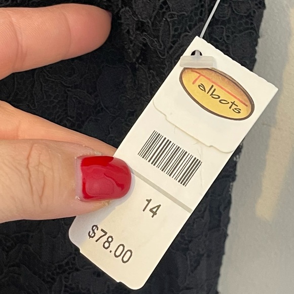 Talbots VTG Black Lace V-Neck Pullover Blouse Size 14 Short Sleeve Zip Lined NEW - Picture 9 of 12